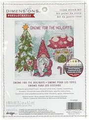 Dimensions - Counted Cross Stitch Kit - Gnome for The Holidays - 70-09002 - Arts and Crafts for Adults - 14 Count Aida - 6 x 6 inch