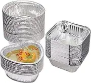 Olymajy Foil Trays, Foil Containers, Mini Disposable Tins Trays Without Lids for Cakes, Bread and Muffins in Aluminium Foil Trays, Heart Shape (Square/Round) Portable Food Containers (60 Pack)