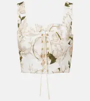 [Agua by Agua Bendita] Agua by Agua Bendita Reserva Gardenia floral linen crop top UK 6 multicoloured
