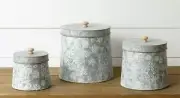 New Farmhouse Rustic Christmas SET 3 EMBOSSED SNOWFLAKE CANISTER Container Tins