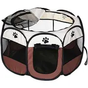 Pet Playpen Dog Tent Cat Kitten Kennel Puppy Foldable House for Rabbit Small Animals Indoor OutdoorTravel Camping (Brown)