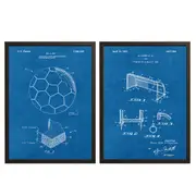 [Namly Design] Patent Drawing Poster - Soccer Ball and Goal / Set of 2