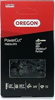 [Oregon] PowerCut 3/8" Pitch, .063" (1.6 mm) Gauge Full Chisel Chainsaw Chain for 20 Inch Bar - 72 Drive Links - fits AEG, Carver, and Stihl (75EXL)
