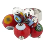GlassOfVenice Murano Glass Millefiori Sorgente Ring - Red