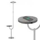 LED Floor Lamp Wireless Charging and Table Top Shelf Tall Standing Silver Lamp