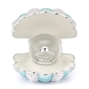 星鑽貝殼戒(Tiffany藍) 水晶球擺飾 戒指情人節結婚婚禮禮物