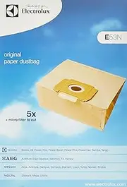 [Electrolux] Vacuum Bags for Bolero, CE Power FILIO, Power Boost Z, Power Plus, POWERMAX, Samba Z 5002, Tango Z 5001 Models. Part Number 9001959585