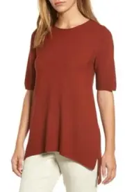 NWT Eileen Fisher Size Large Half Tencel Sleeve Sweater Tencel Paprika $228