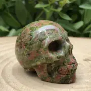 1pc Natural unakite skull quartz crystal hand carved decoration healing 2''