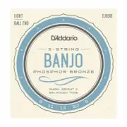 D'Addario EJ69B 5-String Ball-End Banjo Strings, Phosphor Bronze, Light, 9-20