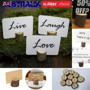 10/30pcs Rustic Wooden Stump Place Card Photo Holder Name Menu Table Stand Decor