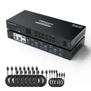 4 Port KVM Switch Dual Monitor DisplayPort, Support 4K@60Hz USB 3.0 KVM Switch 4