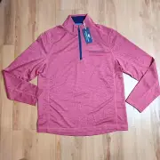 NEW Men's Vineyard Vines Striped Sankaty 1/2-Zip Pullover Lighthouse Red Sz M