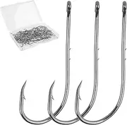 Baitholder Fishing Hooks Long Shank Beak Baitholder Hooks 100Pcs Black Offset Bait Holder Jig Fishing Hooks with 2 Baitholder Barbs Size:4#-6/0#