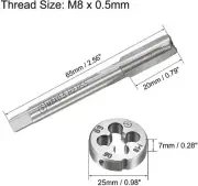 M8×0.5 HSS Metric Tap And Die Set,Thread Tap + Round Die Right Hand HSS Taper