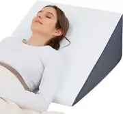 Triangle Bed Wedge Pillow for Sleeping, Removable Washable Cover (24x24x10 Inch)