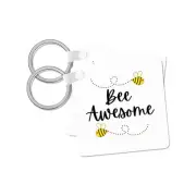 3dRose, Motivational quote Bee Awesome with honeybee, Key Chain