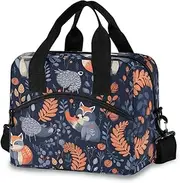 Cute Raccoons and Leaves Shoulder Cooler Bag Cooler Tote Bags Insulated, 11.4×7.1× 9.5 Inches Large Lunch Bags, Lunch Bag with Shoulder Strap