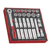 Teng Tools TED1227 - 27 Piece 1/2 inch Drive Socket Set in EVA Tray