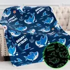 Jekeno Shark Glow in The Dark Blanket Christmas 50"x60" NWT