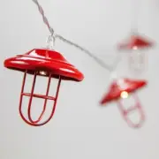 10 Red Lantern String Lights Warm White LED Battery Powered Vintage Decoration