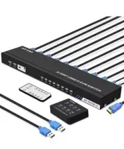 4k KVM Switch HDMI 8 Port, 8 Computer 1 Monitor Switch 4 USB KVM Switch Box