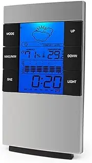 JSEIAJB Thermometer Hygrometer Weather Station Clock Room Temperature and Humidity Monitor Gauge Battery Operated