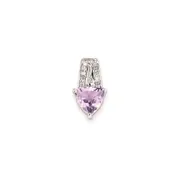Sterling Silver Diamond and Pink Quartz Pendant