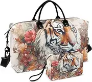 [YXYZRMY] Travel Duffel Bag Big Cat Floral Colorful Gym Bag Sports Tote Bag with Multiple Interior Pockets Shoulder Weekender Bag for Women Men with Toiletry Bag 20.5”x 7.9”x 13.8, Multi-Colored, one