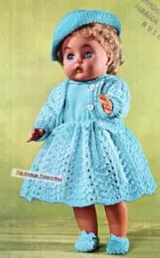 VINTAGE DOLLS OUTFIT - 16"/ 4ply - COPY doll knitting pattern