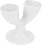 WEKADRIN 1Pc Double Egg Goblet Porcelain Egg Cup Elegant for Breakfast Table Decor for Home Kitchen Catering Stylish Ceramic