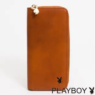 PLAYBOY - 拉鏈長夾 Leather系列 - 咖色