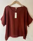 $128 EILEEN FISHER Women's XS Picante Organic Cotton Lofty Gauze Top NEW