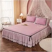 Skirt Ruffled Bed Skirt, Lace Bed Skirt Set with Pillowcases and Mattress Cover Multicolor Multiple Sizes Pack of 3(I,200x220cm)