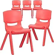 Flash Furniture 5 Pk. Red Plastic Stackable School Chair with 15.5'' Seat Height
