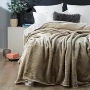 Renee Taylor heavy weight Acrylic Mink blanket Taupe 220 x 240 cms