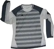 [adidas] Women's Climalite Long Sleeve Soccer Jersey White/Gray Stripes, Size XLarge