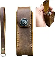 Leather Belt Holder for3.58in /91mm Swiss Army Knife, Brown, Decorative Snap Closure