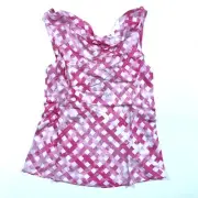 New Chloe Kristyn Gingham Tank Top Drape Neck Pink Ombre Size Medium