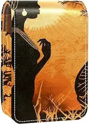 Lipstick Case,Leather Lip Gloss Lipstick Organizer with Mirror,Mini Lipstick Holder Bag,African Woman Ethnicity