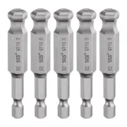5pcs Ball End Hex Screwdriver Bit 10mm (H10) Magnetic Tip 1/4" Hex Shank 2.56"