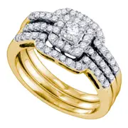 14k Yellow Gold Diamond Round Bridal Wedding Ring Set 5/8 Cttw