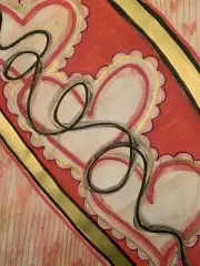 Vintage Heart Painting Red Gold Black Mixed Media Moody Virgo Arts Ooak