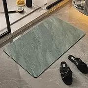 Runup Stone Bath Mat Quick Dry 45x70 cm Marble Pattern Soft Diatomite Bath Mat Non Slip Anti Mould Quick Absorbent Magic Floor Mat for Bathroom Living Room Doormat (Green, 45x70cm)