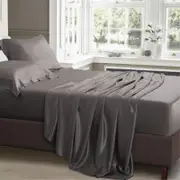 Luxor Queen Grey 1000TC Silk Silky Feel Satin Sheet Set
