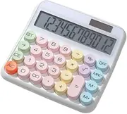 Mechanical Calculator 12 Digit Large LCD Display Big Round Button 15°Tilt Screen Cute Candy Colored Dual Power Supply Calculator Suitable for Office School Home Students Accountant