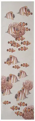 Exotic Fish White Jacquard Woven European Tapestry Table Runner Home Decor Mat