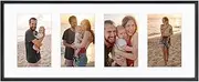 Golden State Art, 4x6 Aluminum Collage Frame, Displays 6x4 Pictures With 4 Openings Mat or One 8x20 Photo, Real Glass, Portrait/Landscape Wall Display, Black, 1 Pack