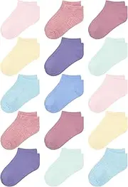 Cooraby 15 Pack Kids' Half Cushion Low Cut Athletic Ankle Socks Boys Girls Ankle Socks