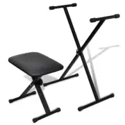 Adjustable Keyboard Stand Stool Set Portable Music Piano Bench Chair Seat